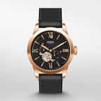 Fossil Men’s Automatic Leather Strap Black Dial 44mm Watch ME3170