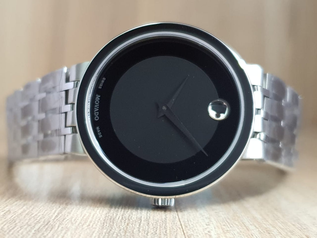 Movado Men’s Swiss Made Quartz Stainless Steel Black Dial 39mm Watch 0607057