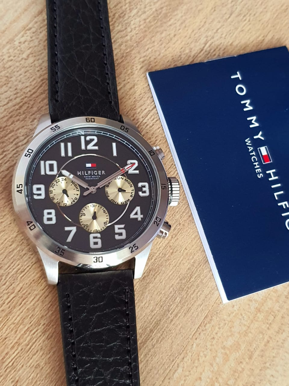 Tommy Hilfiger Men’s Quartz Leather Strap Black Dial 46mm Watch 1791050