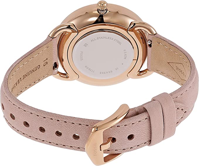 Fossil Women's Tailor Quartz Stainless Steel and Leather Casual Watch, Color: Rose Gold, Pink (Model: ES4393)