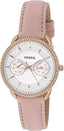 Fossil Women's Tailor Quartz Stainless Steel and Leather Casual Watch, Color: Rose Gold, Pink (Model: ES4393)