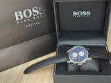 Hugo Boss Men’s Chronograph Leather Strap Blue Dial 41mm Watch 1513283