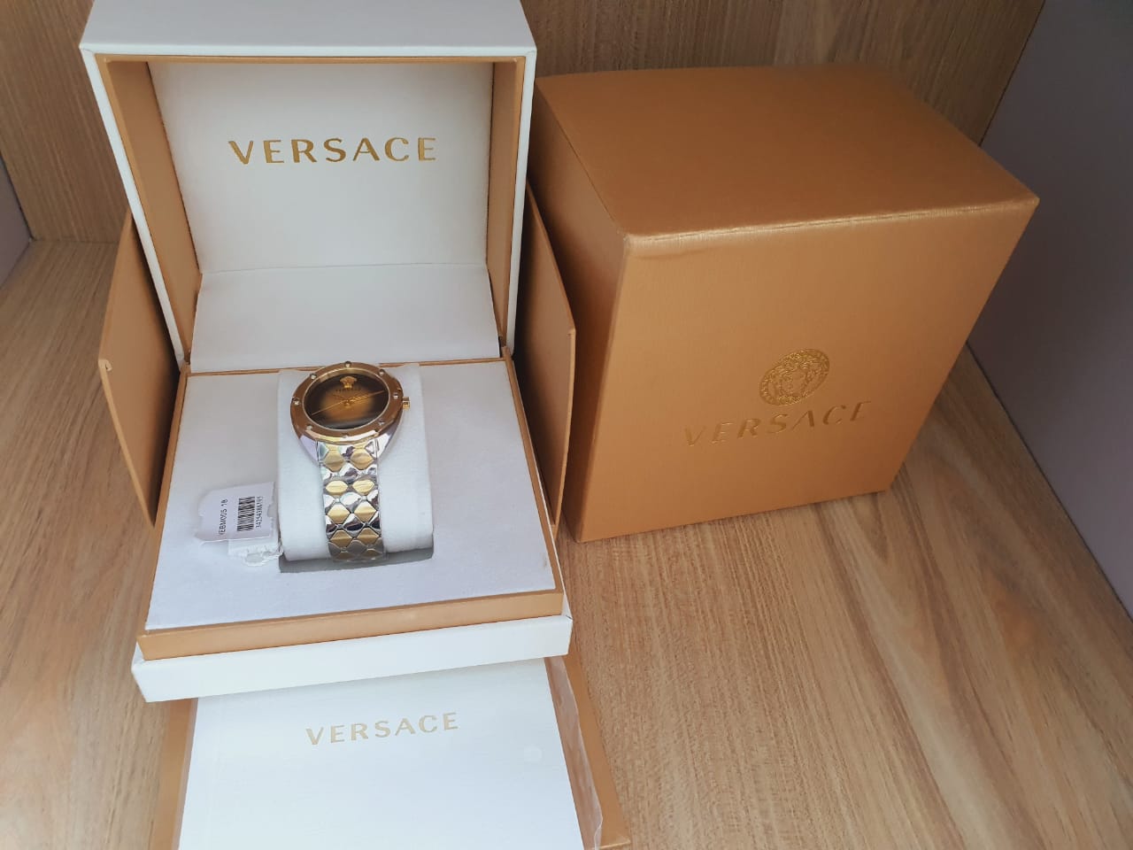 Versace Women’s Quartz Swiss Made Stainless Steel Gold Dial 38mm Watch VEBM00518