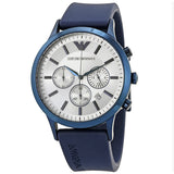 Emporio Armani Men’s Chronograph Quartz Silicone Strap Silver Dial 44mm Watch AR11026