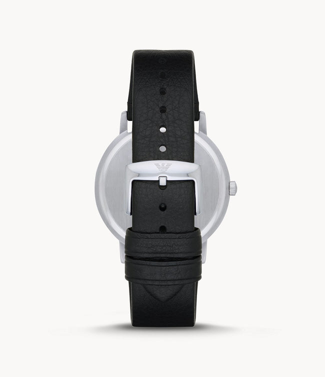 Emporio Armani Men’s Quartz Leather Strap Black Dial 41mm Watch AR11013 Main Image