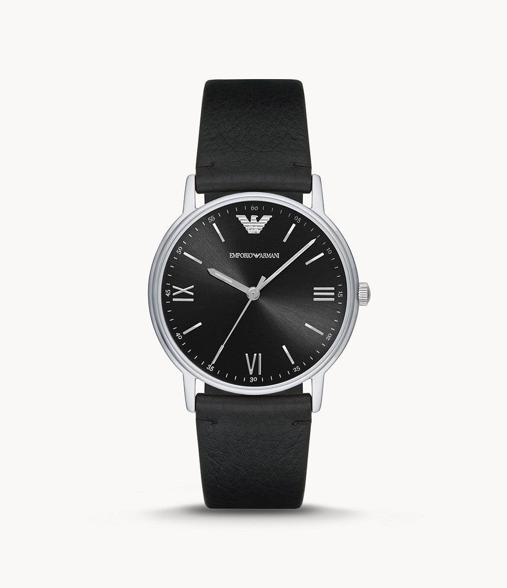 Emporio Armani Men’s Quartz Leather Strap Black Dial 41mm Watch AR11013
