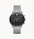 Emporio Armani Men’s Chronograph Stainless Steel Black Dial 43mm Watch AR11104