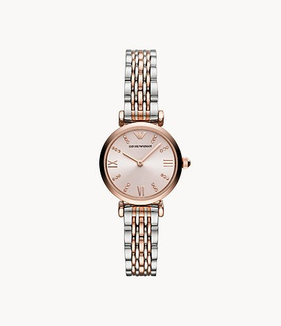 Emporio Armani Women’s Analog Stainless Steel Pink Dial 28mm Watch AR11223 Hover Image