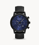 Emporio Armani Men’s Quartz Leather Strap Blue Dial 46mm Watch AR11351