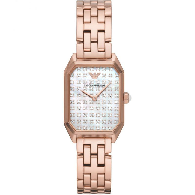 Emporio Armani Women’s Quartz Rose Gold Stainless Steel Mother of Pearl Dial 24mm Watch AR11389 Hover Image