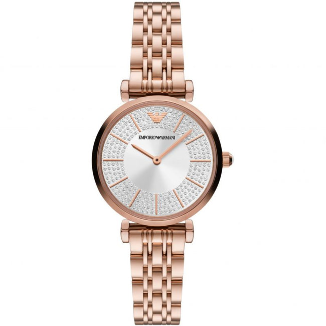 Emporio Armani Women’s Quartz Rose Gold Stainless Steel Silver Dial 32mm Watch AR11446 Hover Image