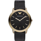Emporio Armani Men’s Quartz Black Leather Strap Black Dial 42mm Watch AR1742