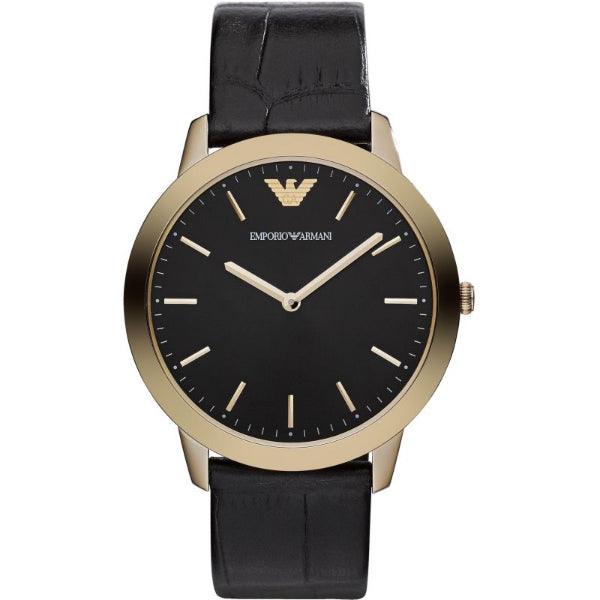 Emporio Armani Men’s Quartz Black Leather Strap Black Dial 42mm Watch AR1742 Hover Image