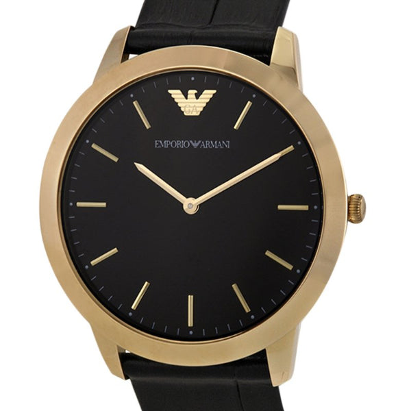 Emporio Armani Men’s Quartz Black Leather Strap Black Dial 42mm Watch AR1742