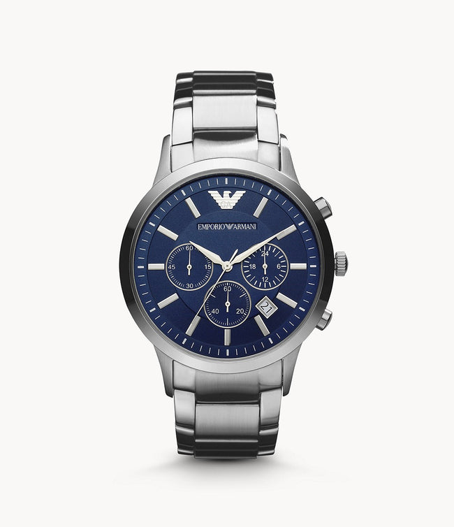 Emporio Armani Men’s Chronograph Quartz Stainless Steel Blue Dial 41mm Watch AR2448 Hover Image