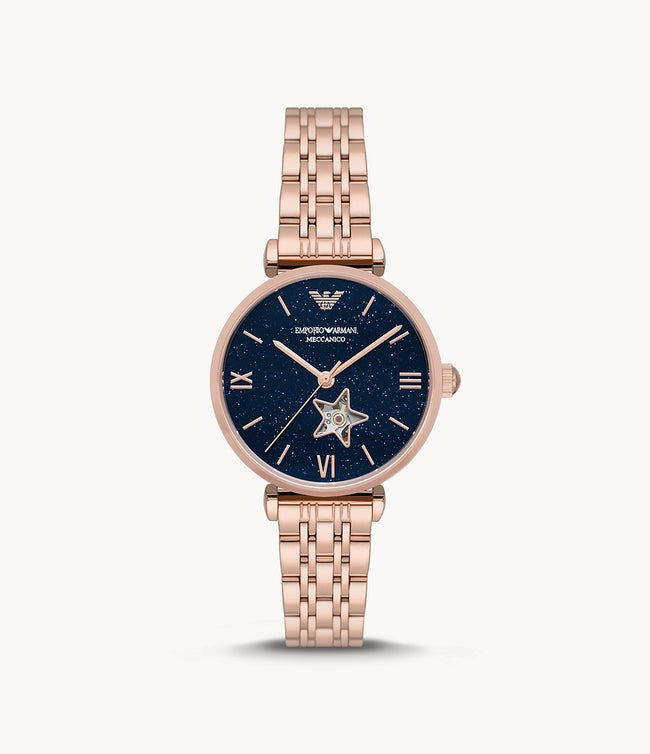 Emporio Armani Women’s Automatic Stainless Steel Blue Dial 34mm Watch AR60043 Hover Image