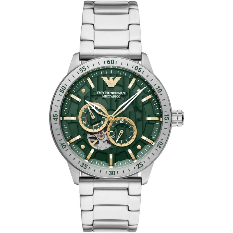 Emporio Armani Men’s Automatic Silver Stainless Steel Green Dial 43mm Watch AR60053