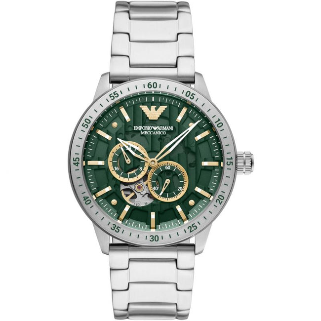 Emporio Armani Men’s Automatic Silver Stainless Steel Green Dial 43mm Watch AR60053 Hover Image