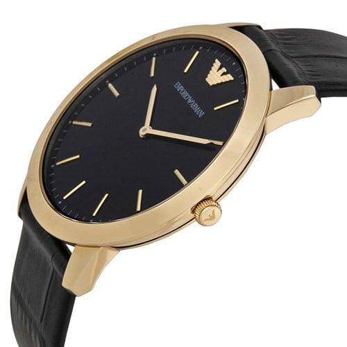 Emporio Armani Men’s Quartz Black Leather Strap Black Dial 42mm Watch AR1742