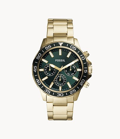 Fossil Men’s Chronograph Quartz Stainless Steel Green Dial 45mm Watch BQ2493 Hover Image