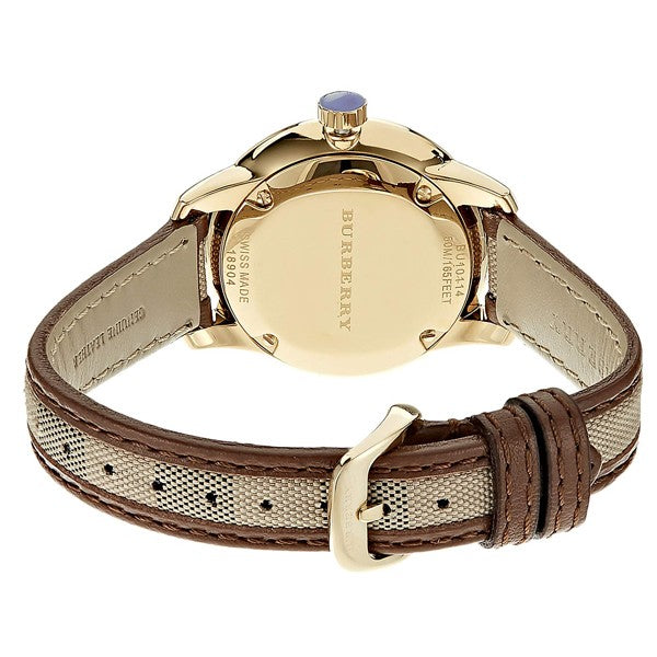 Burberry Women’s Swiss Made Leather Strap Gold Dial 32mm Watch BU10114