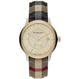 Burberry Unisex Swiss Made Leather Strap Gold Dial 40mm Watch BU10001