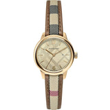 Burberry Women’s Swiss Made Leather Strap Gold Dial 32mm Watch BU10114