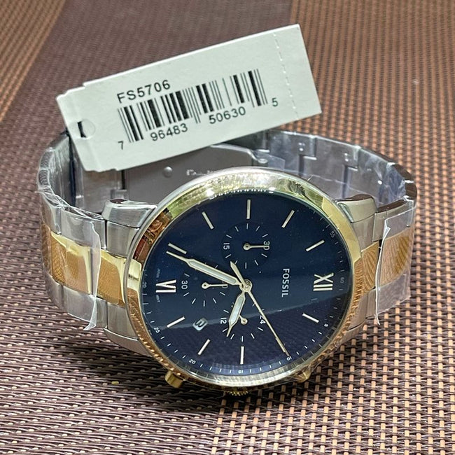 Fossil Neutra Two-Tone Stainless Steel Blue Dial Chronograph Quartz Watch for Gents – FS5706 Hover Image
