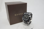 Gucci Men’s Swiss Made Quartz Black Silicone Strap Black Dial 45mm Watch YA136204