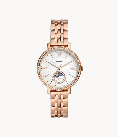 Jacqueline Sun Moon Multifunction Rose Gold-Tone Stainless Steel Watch Hover Image