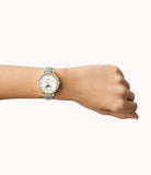 Jacqueline Sun Moon Multifunction Green Eco Leather Watch
