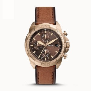 FOSSIL FS5857 MEN'S BRONSON CHRONOGRAPH MEDIUM BROWN ECO LEATHER WATCH Hover Image