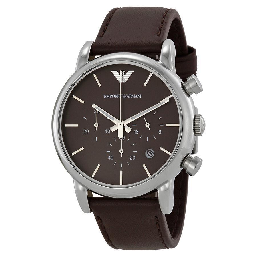 Emporio Armani Men’s Chronograph Quartz Leather Strap Brown Dial 41mm Watch AR1734