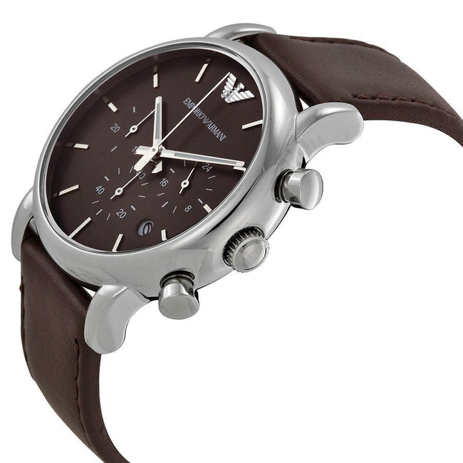 Emporio Armani Men’s Chronograph Quartz Leather Strap Brown Dial 41mm Watch AR1734 Main Image