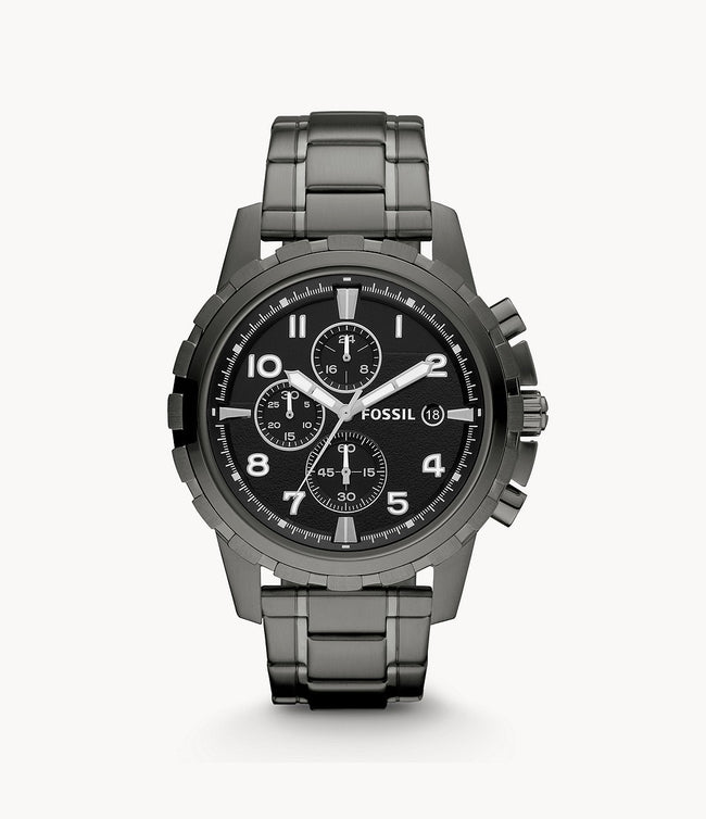 Fossil Men’s Chronograph Quartz Stainless Steel Black Dial 45mm Watch FS4721 Hover Image