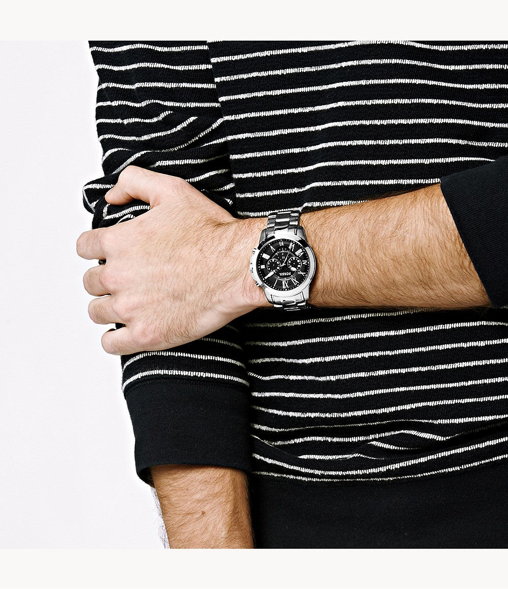 Fossil Men’s Chronograph Quartz Stainless Steel Black Dial 44mm Watch FS4736
