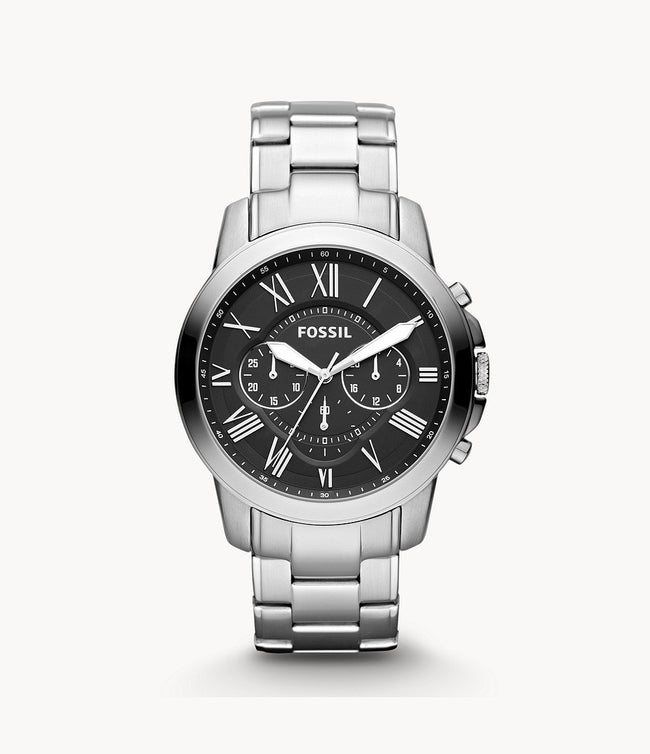 Fossil Men’s Chronograph Quartz Stainless Steel Black Dial 44mm Watch FS4736 Hover Image