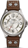 FOSSIL Recruiter Silver Dial Brown Leather Men’s Watch FS4936