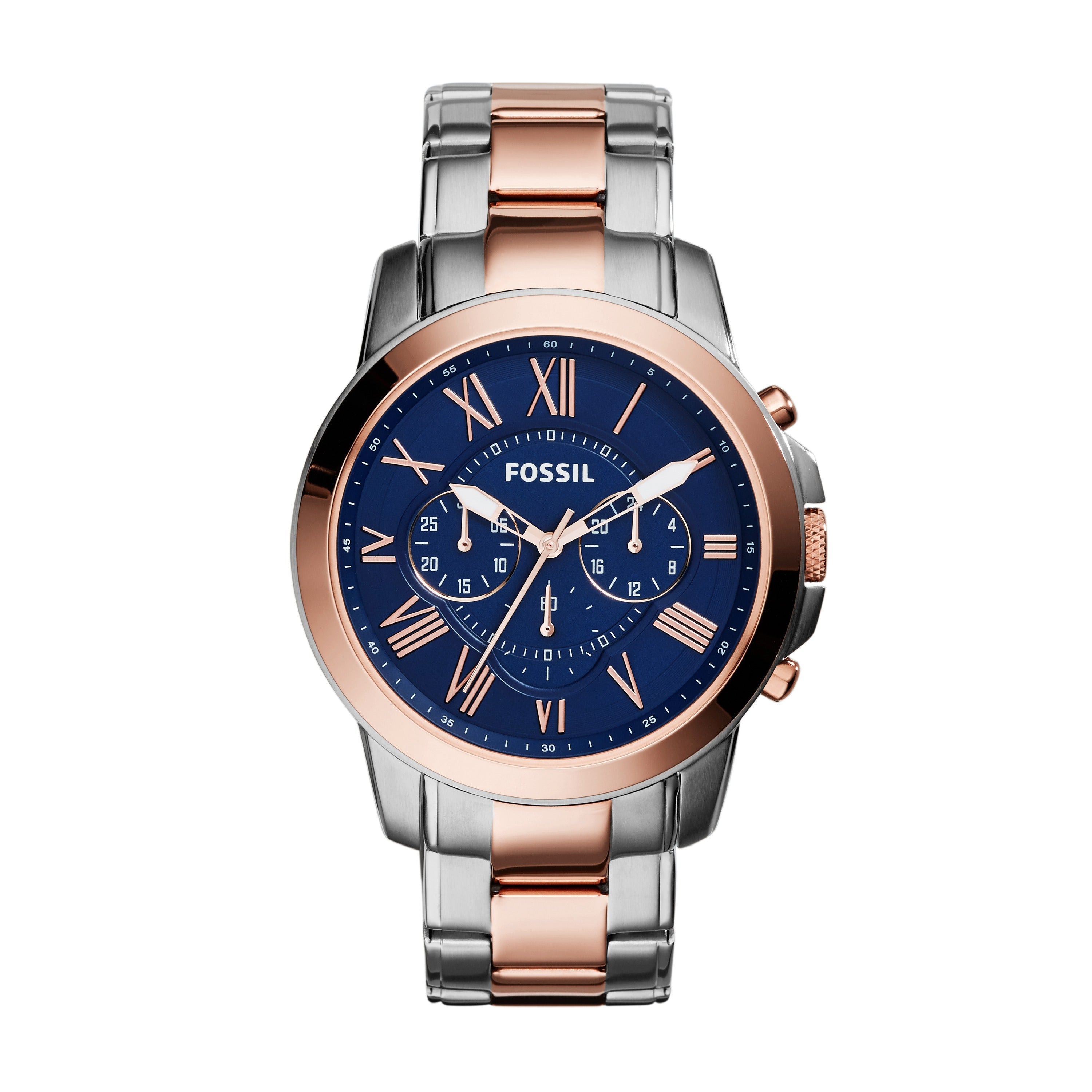 Fossil Men’s FS5024 Grant Chronograph Two-Tone Rose and Silver Stainless Steel Watch