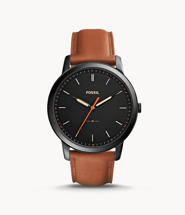 Fossil Men’s Quartz Leather Strap Black Dial 44mm Watch FS5305 Hover Image