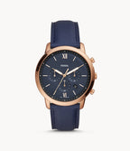 Fossil Men’s Chronograph Quartz Leather Strap Blue Dial 44mm Watch FS5454
