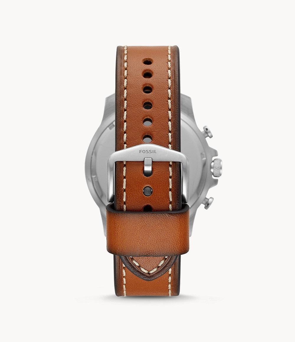 Fossil Men’s Quartz Chronograph Leather Strap Blue Dial 46mm Watch FS5602