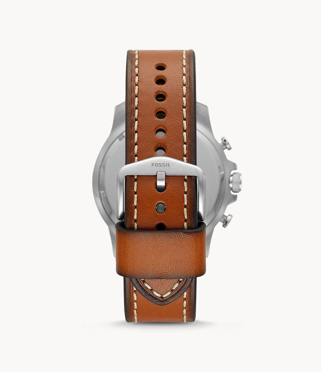Fossil Men’s Quartz Chronograph Leather Strap Blue Dial 46mm Watch FS5602 Main Image