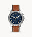 Fossil Men’s Quartz Chronograph Leather Strap Blue Dial 46mm Watch FS5602