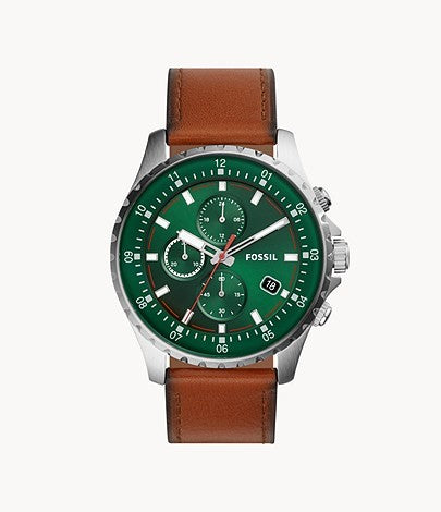 Fossil Dillinger Chronograph Luggage Leather Watch FS5734 Hover Image