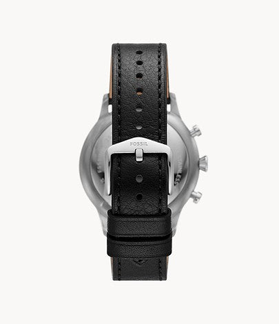 ossil FS5806 Retro Pilot Chronograph Black Eco Leather Analog Men's Dress Watch Main Image
