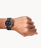 ossil FS5806 Retro Pilot Chronograph Black Eco Leather Analog Men's Dress Watch