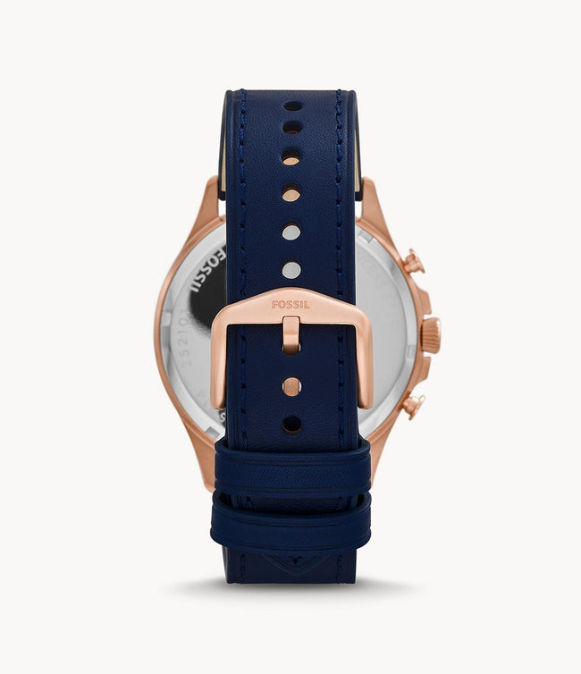 Fossil Men’s Chronograph Quartz Leather Strap Blue Dial 46mm Watch FS5814 Main Image