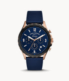 Fossil Men’s Chronograph Quartz Leather Strap Blue Dial 46mm Watch FS5814