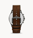 Fossil Men’s Chronograph Quartz Leather Strap Gray Dial 46mm Watch FS5815